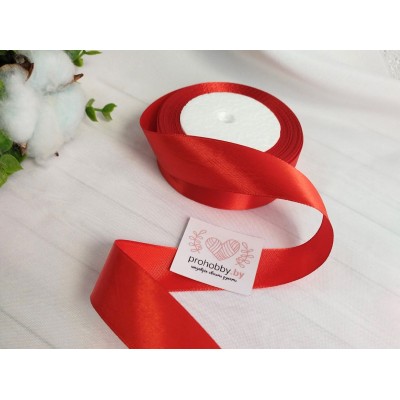 Лента атласная 25 мм, цвет красный