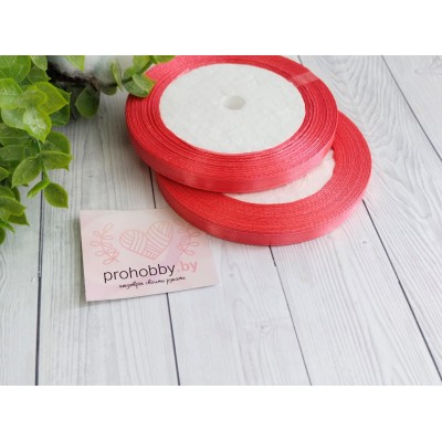 Лента атласная 6 мм, цвет коралловый №126, катушка 23 м