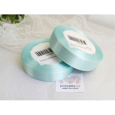 Лента атласная 20 мм, цвет светло-голубая бирюза №103, катушка 23 м