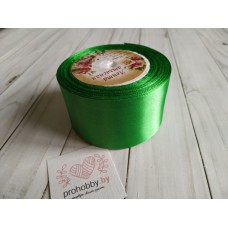 Лента атласная 50 мм, цвет зеленый