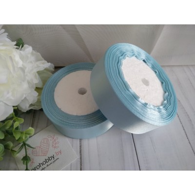 Лента атласная 25 мм, цвет голубой светлый 104, катушка 23 м