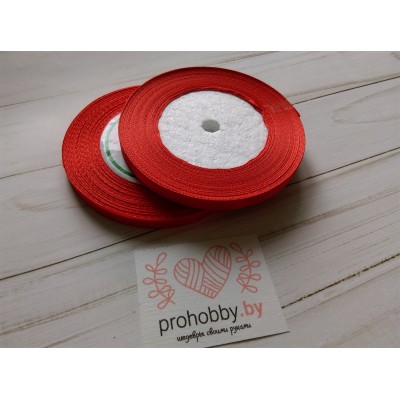 Лента атласная 6 мм, цвет красный