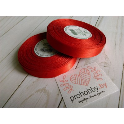Лента атласная 12 мм, цвет красный