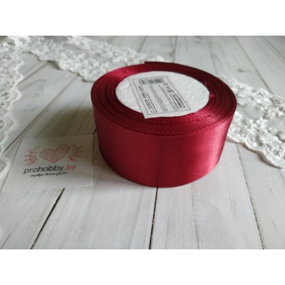 Лента атласная 40 мм, цвет бордовый