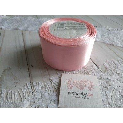 Лента атласная 50 мм, цвет розовый, катушка 23 м