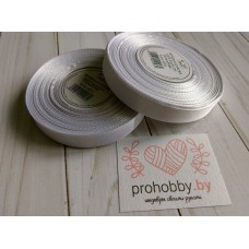 Лента атласная 12 мм, цвет белый, катушка 23 м