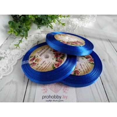 Лента атласная 6 мм, цвет синий, катушка 23 м