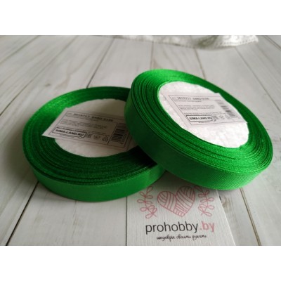 Лента атласная 12 мм, цвет зеленый