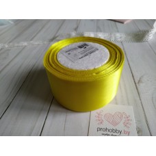 Лента атласная 50 мм, цвет желтый