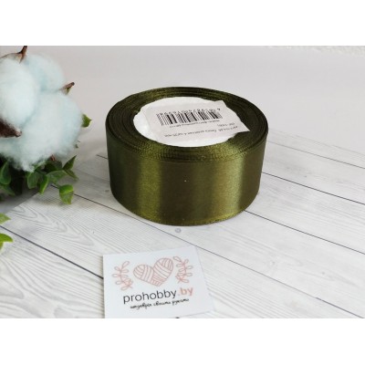 Лента атласная 40 мм, цвет тёмно-фисташковый №110