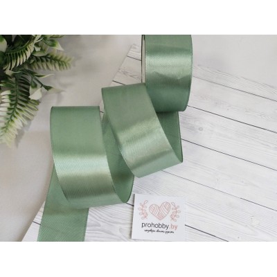 Лента атласная 40 мм, цвет серо-зелёный №065