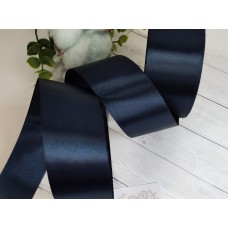 Лента атласная 40 мм, цвет тёмно-синий (иссиня чёрный) №154