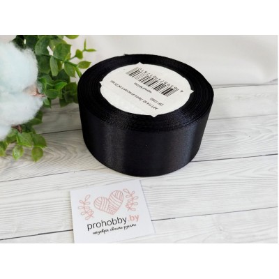 Лента атласная 40 мм, цвет чёрный  №039