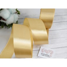 Лента атласная 50 мм, цвет бежевый золотистый №087, катушка 23 м