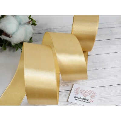 Лента атласная 50 мм, цвет бежевый золотистый №087, катушка 23 м
