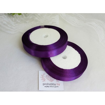 Лента атласная 12 мм, цвет тёмно-фиолетовый №035, катушка 23 м
