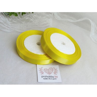 Лента атласная 12 мм, цвет жёлтый №015