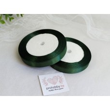 Лента атласная 12 мм, цвет тёмно-зелёный №049, катушка 23 м