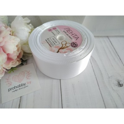 Лента атласная 40 мм, цвет белый