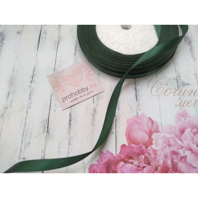 Лента атласная 6 мм, цвет изумрудный темный, катушка 23 м