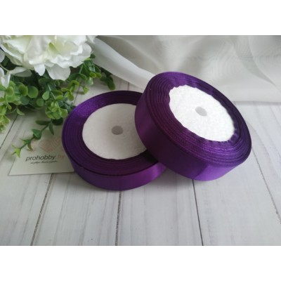 Лента атласная 25 мм, цвет тёмно-фиолетовый №035, катушка 23 м