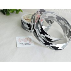 Лента атласная "Камуфляж", 25 мм, цвет белый/серо-чёрный