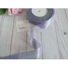 Лента парча 25 мм, цвет фиолетовый/серебро №21
