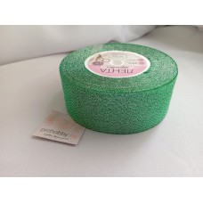 Лента парча 40 мм, цвет зеленый/серебро