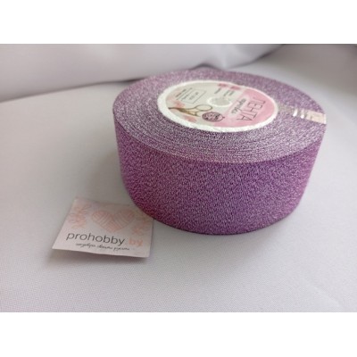 Лента парча 40 мм, цвет сиреневый/серебро
