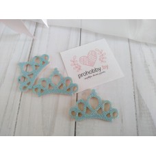 Патч с блестками "Корона ажурная", 4,4*2,8 см, цвет светло-голубой