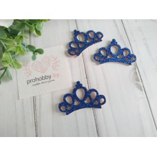 Патч с блестками "Корона ажурная", 4,4*2,8 см, цвет синий