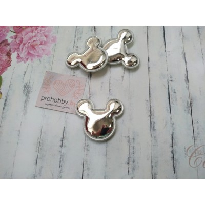 Патч 3D глянец "Микки Маус", 4*3,5 см, цвет серебро