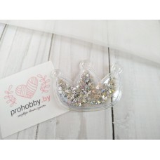 Патч силиконовый с пайетками "Корона", 5*4 см, цвет серебро