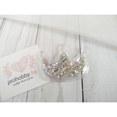 Патч силиконовый с пайетками "Корона", 5*4 см, цвет серебро