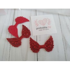 Патч с блестками "Крылья", 4,5*3 см, цвет красный