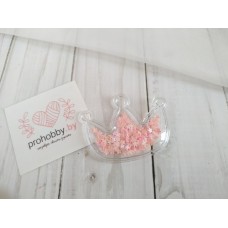 Патч силиконовый с пайетками "Корона", 5*4 см, цвет розовый
