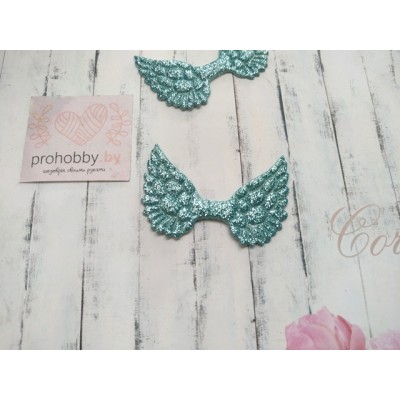 Патч с блестками "Крылья", 4,5*3 см, цвет голубой