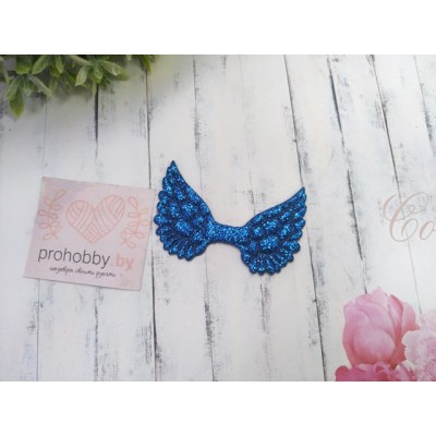 Патч с блестками "Крылья", 4,4*3 см, цвет синий