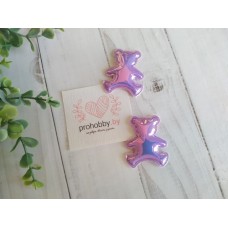 Патч глянец "Мишка", 4*3,5 см, цвет сиреневый хамелеон