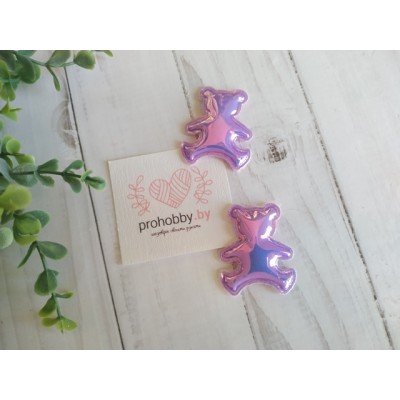 Патч глянец "Мишка", 4*3,5 см, цвет сиреневый хамелеон