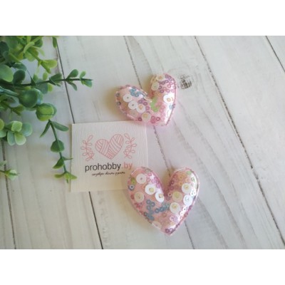 Патч с крупными пайетками "Сердце", 4,5*4,8 см, цвет светло-розовый
