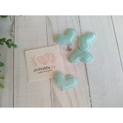 Патч с глиттером "Сердечко", 3,2*2,2 см, цвет аквамарин