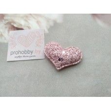Патч 3D с блестками "Сердечко", 2,8*3,8 см, цвет розовый
