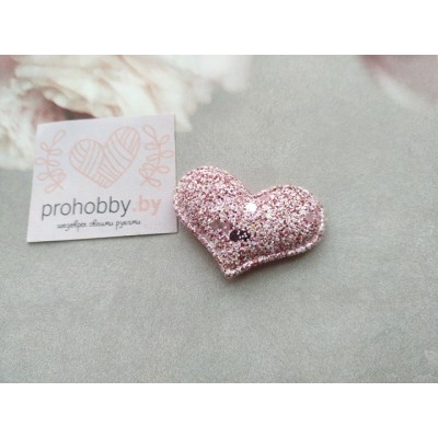Патч 3D с блестками "Сердечко", 2,8*3,8 см, цвет розовый