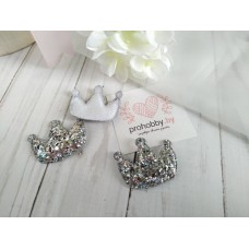 Патч 3D россыпь пайеток "Корона", 3,7*3,2 см, цвет серебро