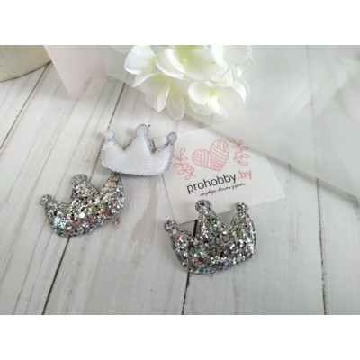 Патч 3D россыпь пайеток "Корона", 3,7*3,2 см, цвет серебро