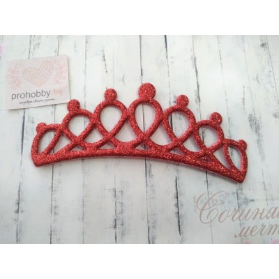 Патч с блестками "Корона большая", 14*4 см, цвет красный