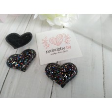 Патч 3D россыпь пайеток "Сердце", 2,8*3,8 см, цвет черный