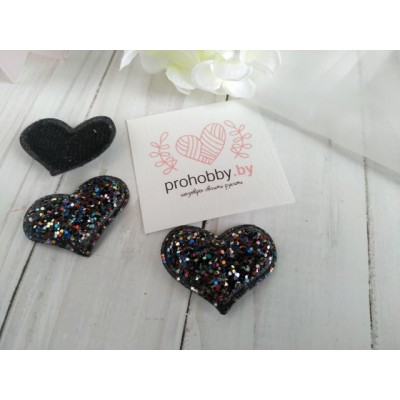 Патч 3D россыпь пайеток "Сердце", 2,8*3,8 см, цвет черный