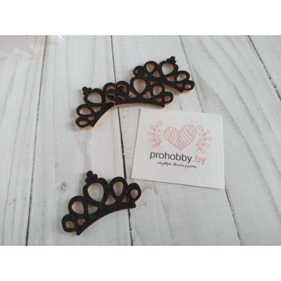 Патч с блестками "Корона ажурная", 4,4*2,8 см, цвет черный